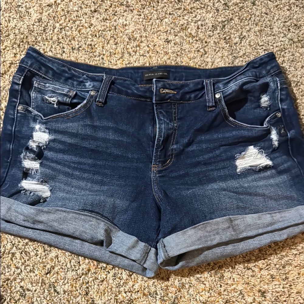 Silver Jeans Blue Distressed Jean Shorts